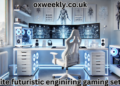 white futuristic enginiring gaming setup